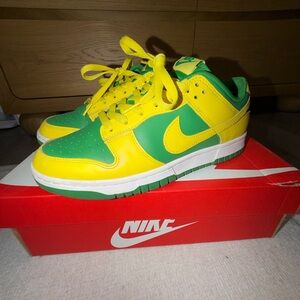 Nike Green and Yellow Dunk Low Sneakers